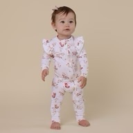 Snuggle Hunny Butterfly Organic Snugglesuit Convertible Romper with Frill- Size 0
